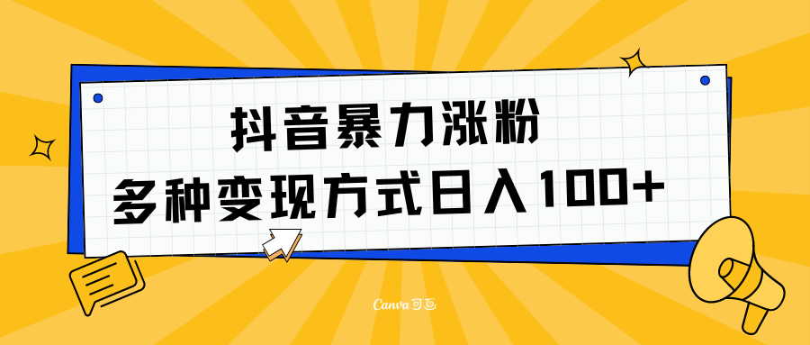 抖音暴力涨粉：多方式变现 日入100+-金创谷