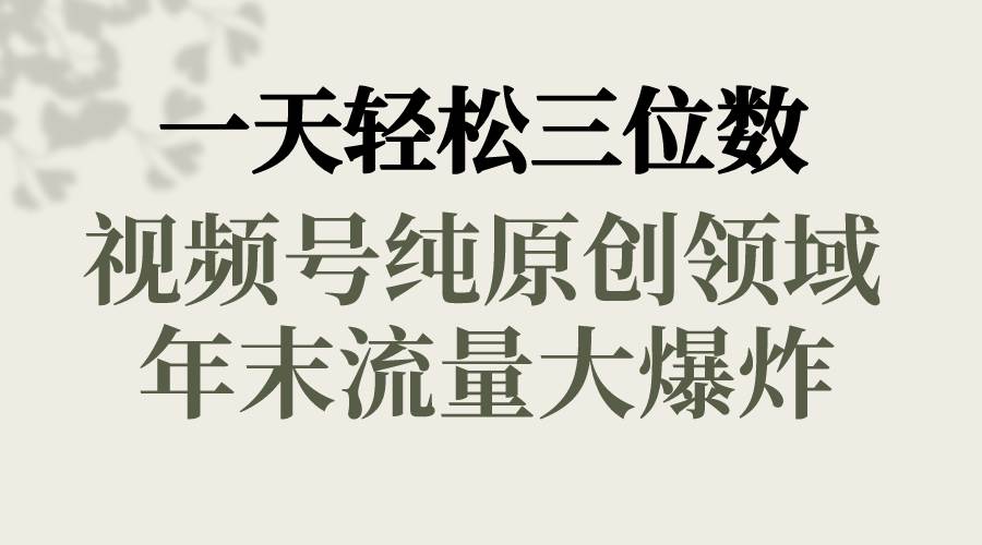 一天轻松三位数，视频号纯原创领域，春节童子送祝福，年末流量大爆炸-金创谷