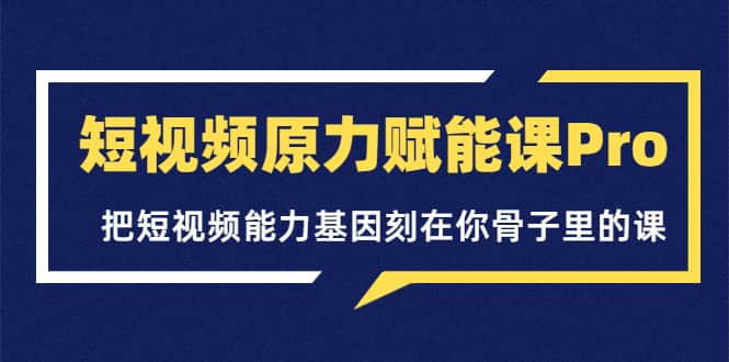 短视频原力赋能课Pro，把短视频能力基因刻在你骨子里的课（价值4999元）-金创谷