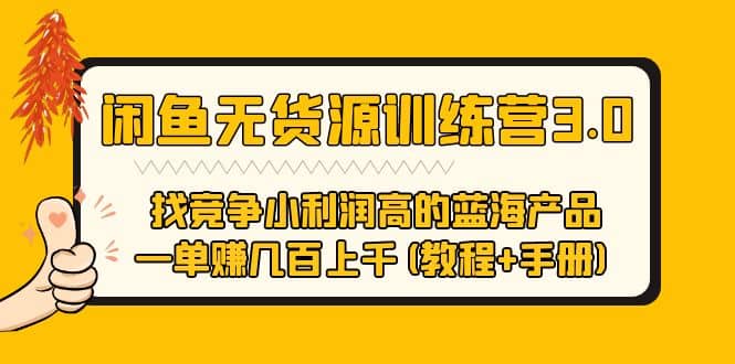 闲鱼无货源训练营3.0 找竞争小利润高的蓝海产品 一单赚几百上千(教程+手册)-金创谷