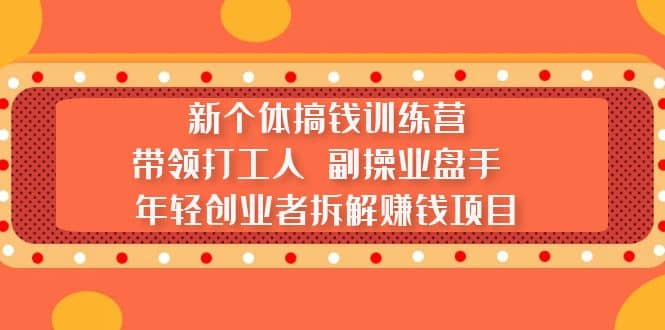 新个体搞钱训练营：带领打工人 副操业盘手 年轻创业者拆解赚钱项目-金创谷
