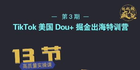 TikTok美国Dou+掘金出海特训营，美国dou+成功投放95%-金创谷