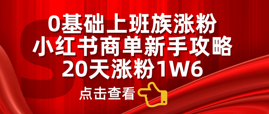 0基础上班族涨粉，小红书商单新手攻略，20天涨粉1.6w-金创谷