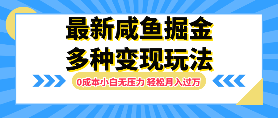 最新咸鱼掘金玩法，更新玩法，0成本小白无压力，多种变现轻松月入过万-金创谷