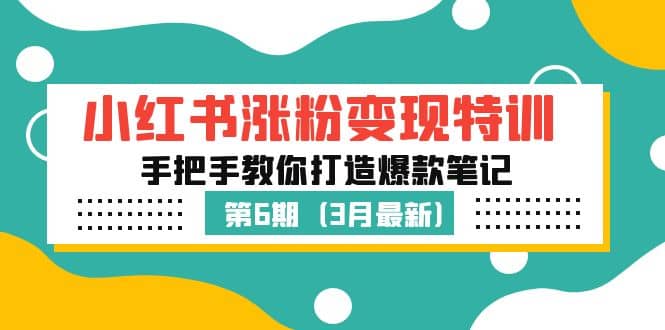 小红书涨粉变现特训·第6期，手把手教你打造爆款笔记（3月新课）-金创谷