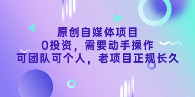 原创自媒体项目，0投资，需要动手操作，可团队可个人，老项目正规长久-金创谷