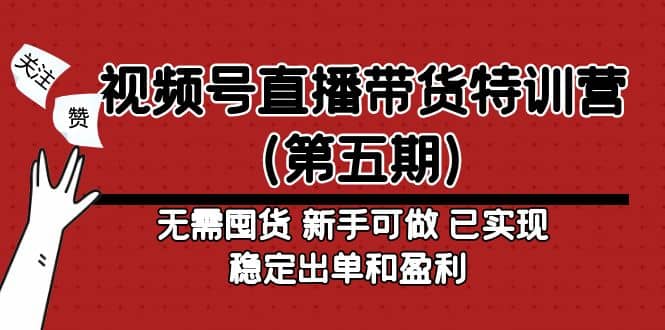 视频号直播带货特训营（第五期）无需囤货 新手可做 已实现稳定出单和盈利-金创谷