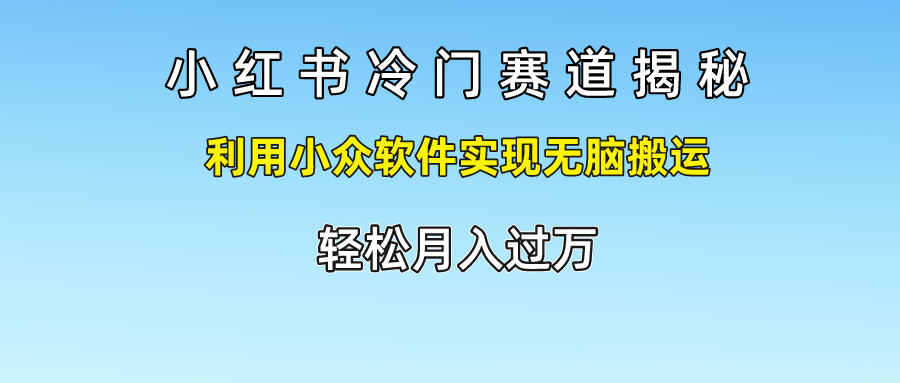 小红书冷门赛道揭秘,轻松月入过万，利用小众软件实现无脑搬运，-金创谷