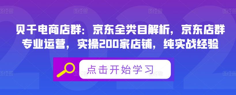 贝千电商店群：京东全类目解析，京东店群专业运营，实操200家店铺，纯实战经验-金创谷
