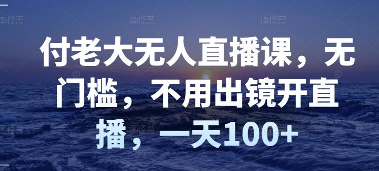 付老大无人直播课，无门槛，不用出镜开直播，一天100+-金创谷