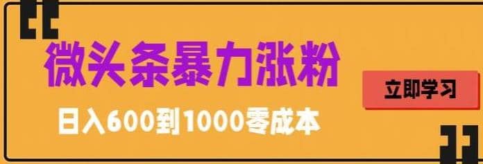 微头条暴力涨粉技巧搬运文案就能涨几万粉丝，简单0成本，日赚600-金创谷