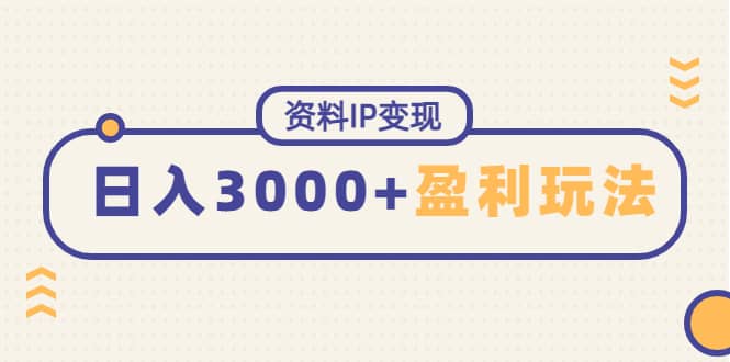 资料IP变现，持续性盈利玩法-金创谷