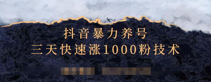 抖音暴力养号，三天快速涨1000粉技术【视频课程】-金创谷