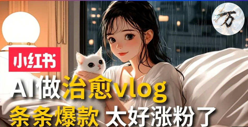 AI治愈系vlog动画视频，小红书7天 涨粉破千，商单报价1500+，0成本制作，日入2000+，有手就会 -金创谷