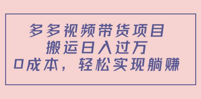 多多视频带货项目（教程+软件）-金创谷