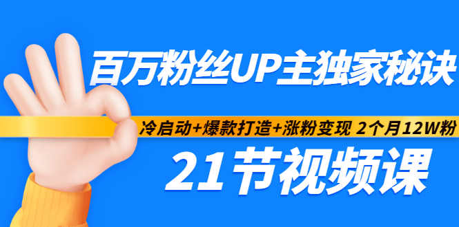 百万粉丝UP主独家秘诀：冷启动+爆款打造+涨粉变现2个月12W粉（21节视频课)-金创谷