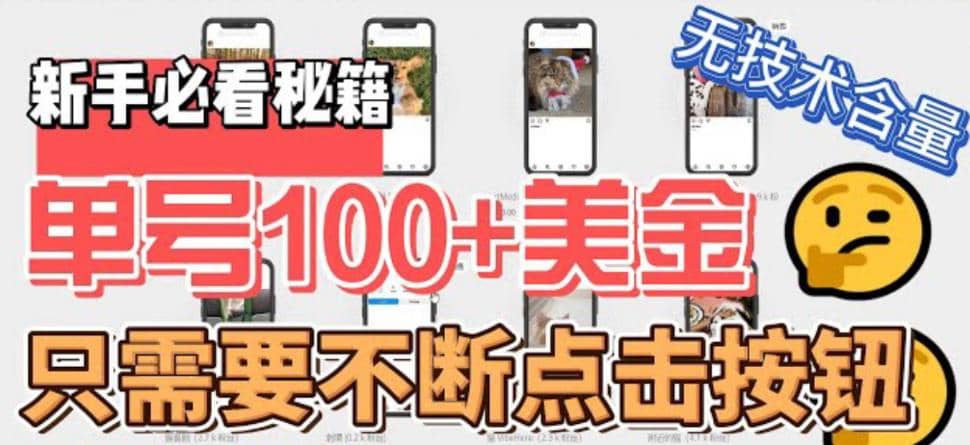 最新无脑只需不断点击按钮，单号100美金暴利项目，可批量操作-金创谷