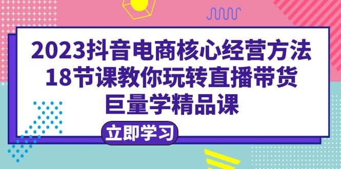 2023抖音电商核心经营方法：18节课教你玩转直播带货，巨量学精品课-金创谷