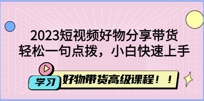 2023短视频好物分享带货，好物带货高级课程，轻松一句点拨，小白快速上手-金创谷