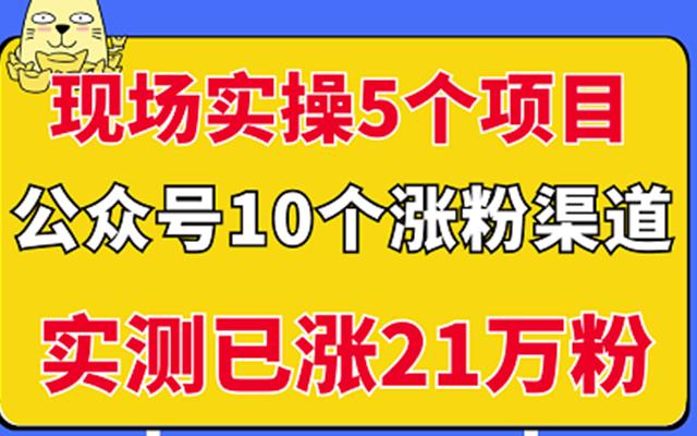 现场实操5个公众号项目，10个涨粉渠道，实测已涨21万粉！-金创谷