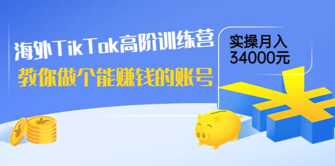 海外TikTok高阶训练营：教你做个能赚钱的账号，实操月入34000元！-金创谷
