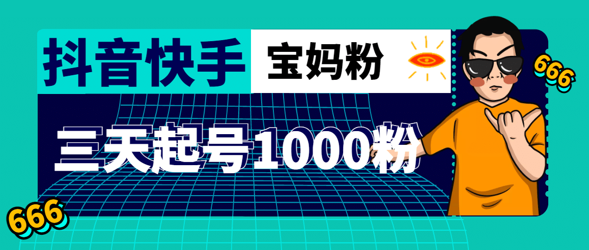 抖音快手三天起号涨粉1000宝妈粉丝的核心方法【详细玩法教程】-金创谷