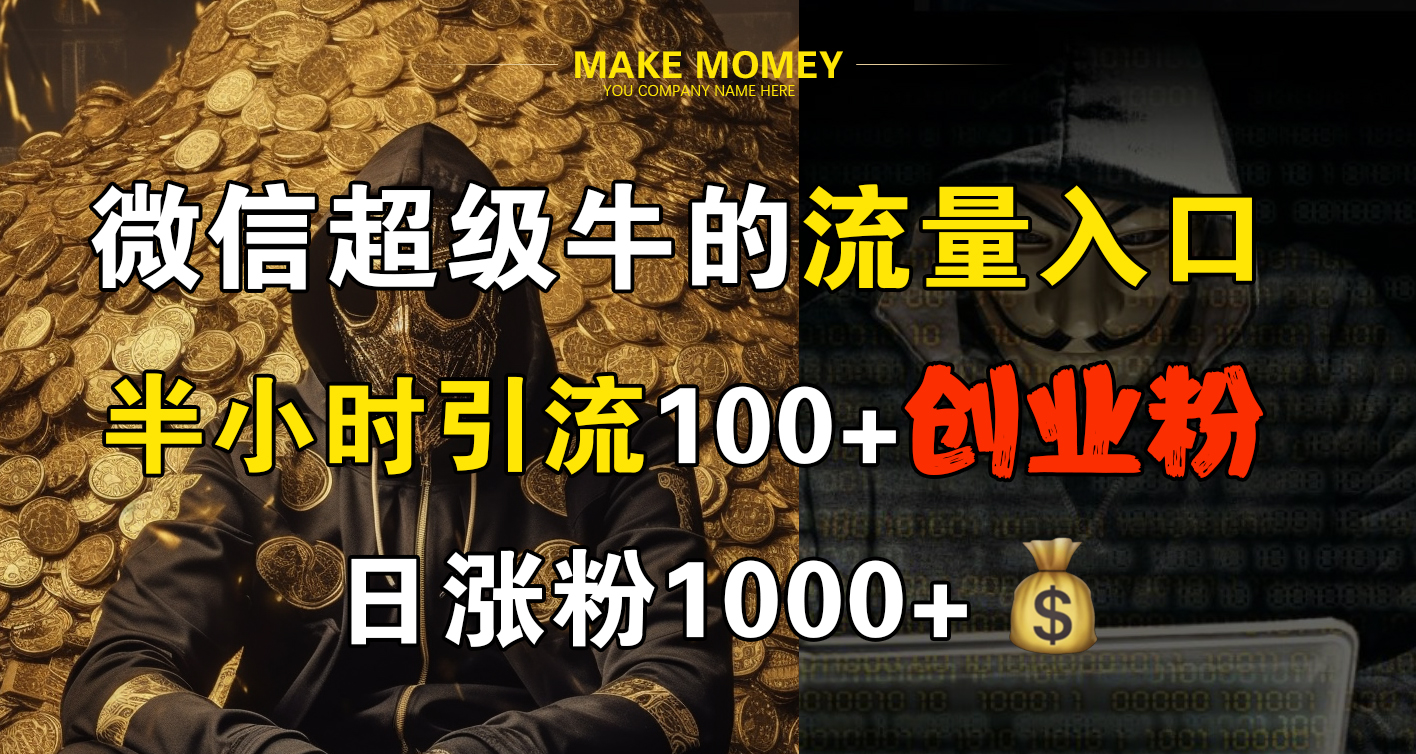 微信超级牛的流量入口，半小时引流100+创业粉，日涨粉1000+-金创谷