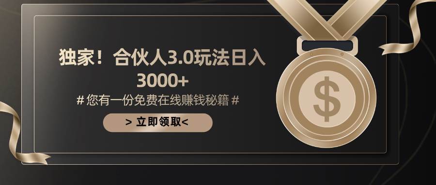 游戏合伙人3.0，日入3000+，无限扩大的蓝海项目-金创谷