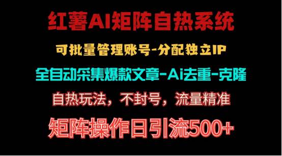 红薯矩阵自热系统，独家不死号引流玩法！矩阵操作日引流500+-金创谷