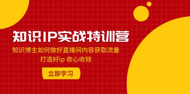 知识IP实战特训营：知识博主如何做好直播间内容获取流量 打造好ip 收心收钱-金创谷