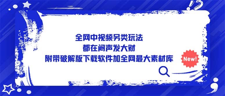 全网中视频另类玩法，都在闷声发大财，附带下载软件加全网最大素材库-金创谷