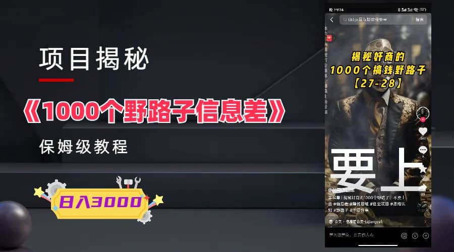 1000个野路子信息差保姆式教程-单日变现3000+的玩法解密-金创谷