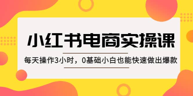小红书·电商实操课：每天操作3小时，0基础小白也能快速做出爆款-金创谷