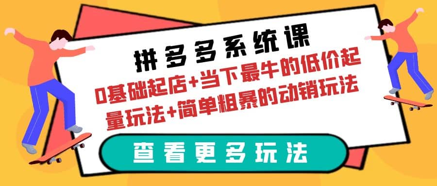 拼多多系统课：0基础起店+当下最牛的低价起量玩法+简单粗暴的动销玩法-金创谷