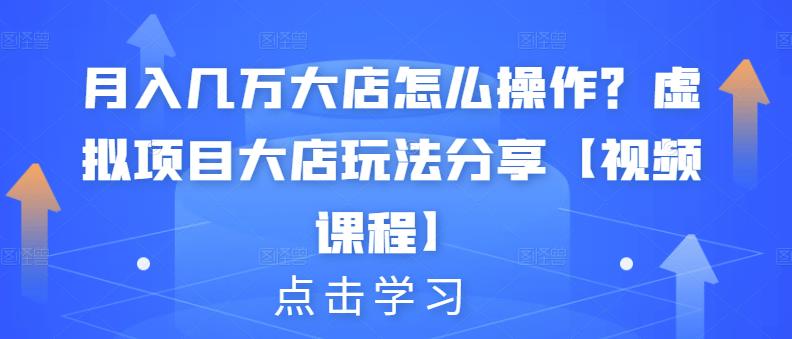 月入几万大店怎么操作？虚拟项目大店玩法分享【视频课程】-金创谷