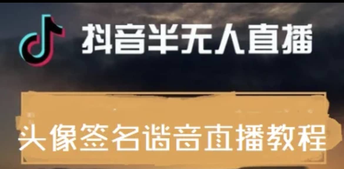 最近火爆的抖音头像签名设计半无人直播直播项目：直播教程+素材+直播话术-金创谷
