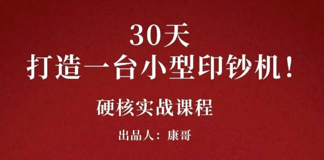 康哥30天打造一台小型印钞机：躺赚30万的项目完整复盘（视频教程）-金创谷