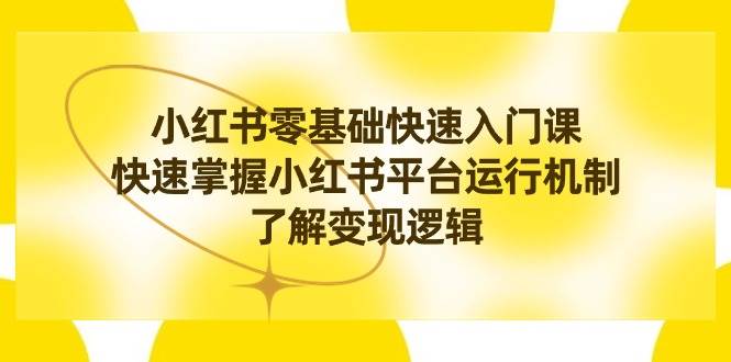 小红书0基础快速入门课，快速掌握小红书平台运行机制，了解变现逻辑-金创谷