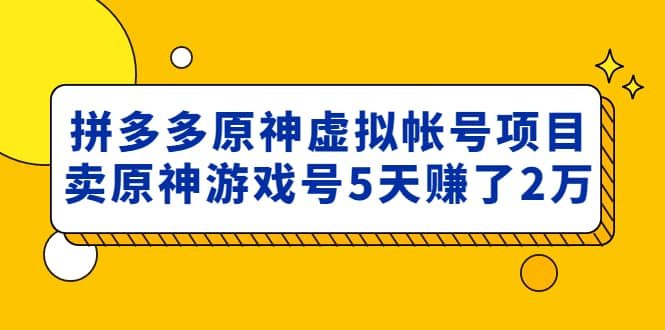 外面卖2980的拼多多原神虚拟帐号项目-金创谷