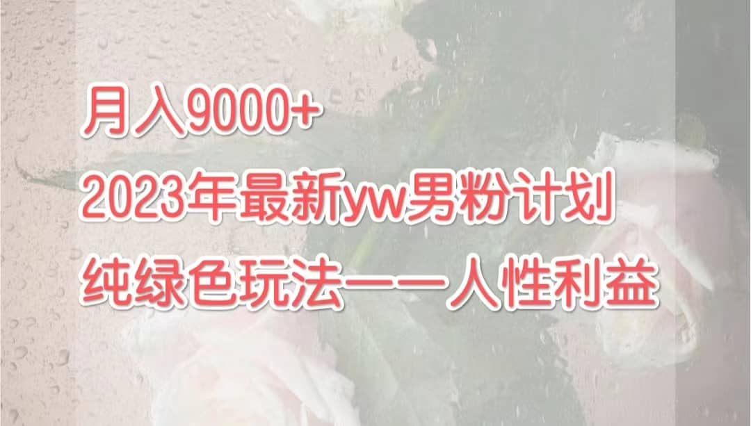月入9000+2023年9月最新yw男粉计划绿色玩法——人性之利益-金创谷