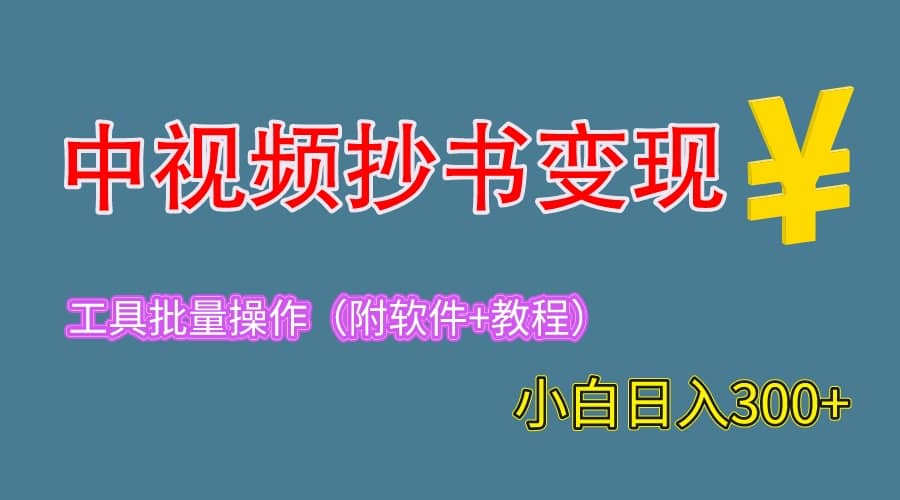 2023中视频抄书变现（附工具+教程），一天300+，特别适合新手操作的副业-金创谷