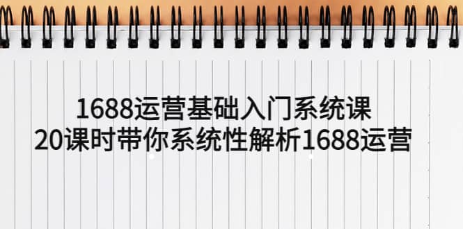 1688运营基础入门系统课，20课时带你系统性解析1688运营-金创谷