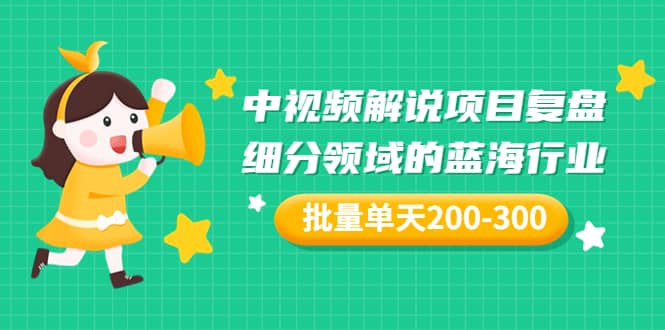 某付费文章：中视频解说项目复盘：细分领域的蓝海行业 批量单天200-300收益-金创谷