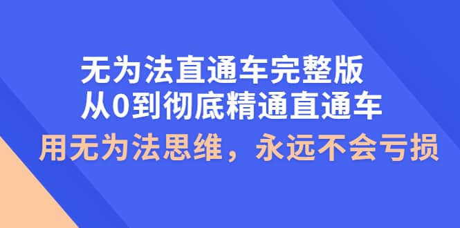 无为法直通车完整版：从0到彻底精通直通车，用无为法思维，永远不会亏损-金创谷
