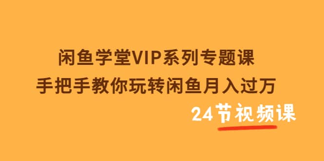 闲鱼学堂VIP系列专题课：手把手教你玩转闲鱼月入过万（共24节视频课）-金创谷
