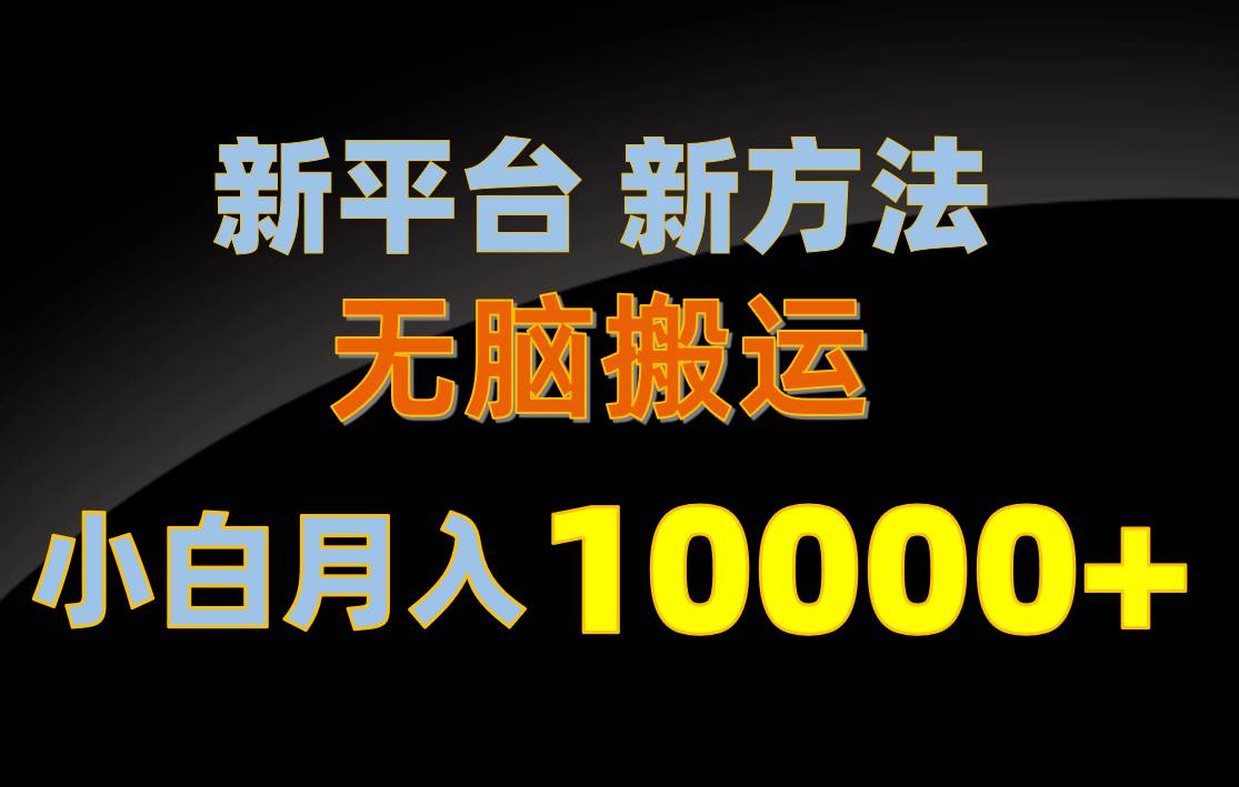 新平台新方法，无脑搬运，月赚10000+，小白轻松上手不动脑-金创谷