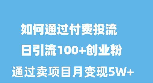 如何通过付费投流日引流100+创业粉月变现5W+-金创谷