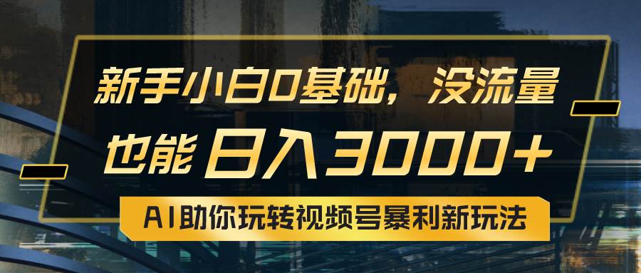 小白0基础，没流量也能日入3000+：AI助你玩转视频号暴利新玩法-金创谷