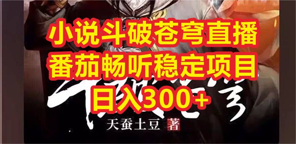 小说斗破苍穹直播，番茄畅听日入300+稳定项目-金创谷