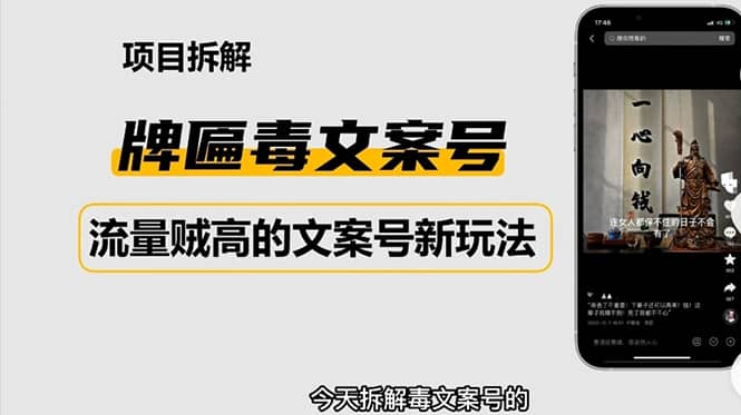 2023抖音快手毒文案新玩法，牌匾文案号，起号快易变现-金创谷